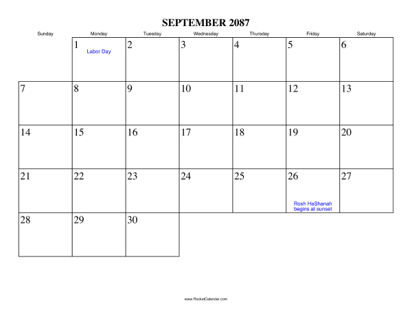 September 2087 Calendar