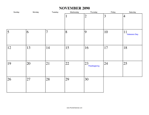 November 2090 Calendar