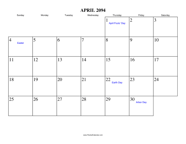 April 2094 Calendar