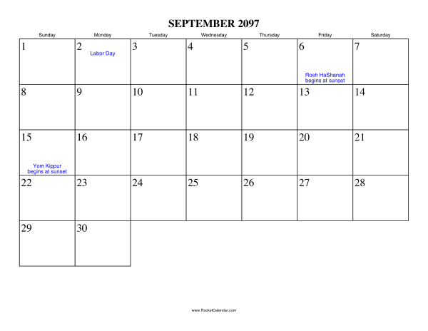 September 2097 Calendar