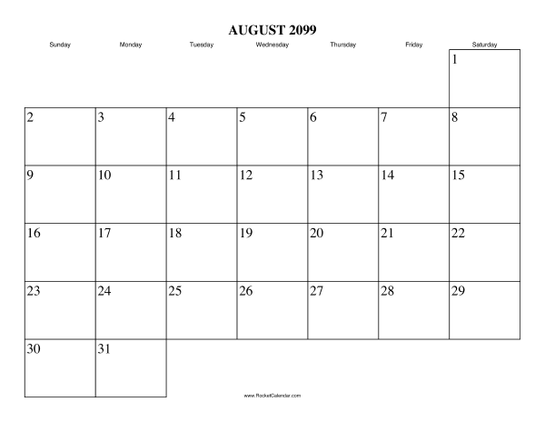 August 2099 Calendar
