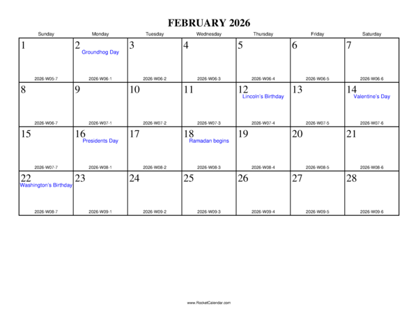 February 2026 ISO Calendar