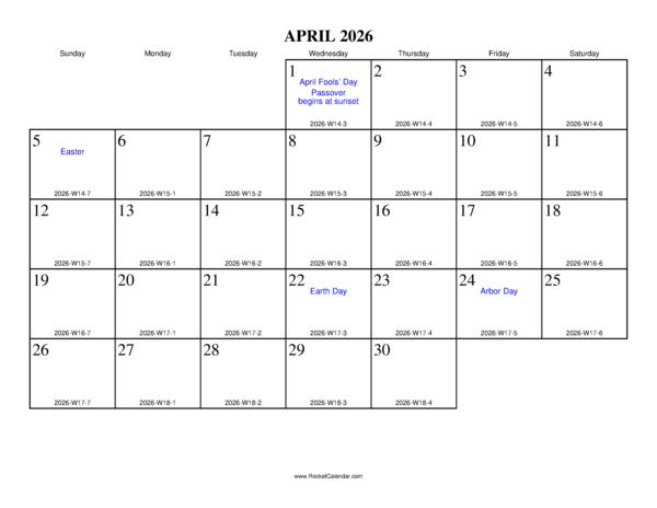 April 2026 ISO Calendar