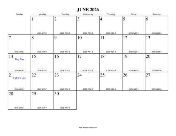 June 2026 ISO Calendar