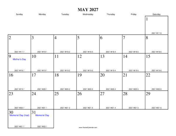 May 2027 ISO Calendar