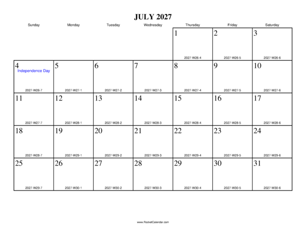 July 2027 ISO Calendar