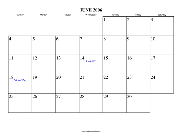 June 2006 Calendar