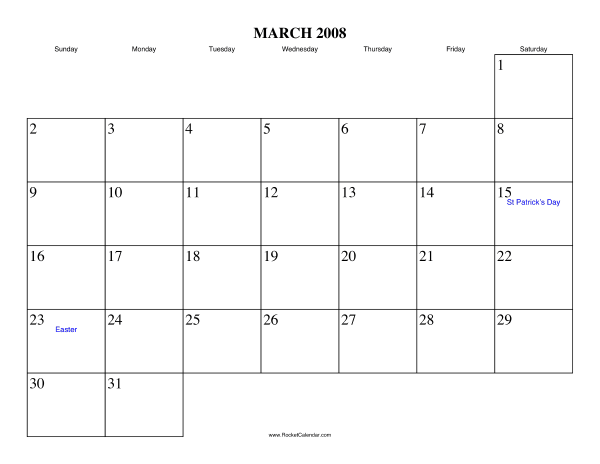 March 2008 Calendar