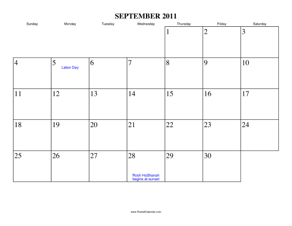 September 2011 Calendar