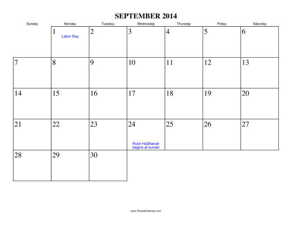 September 2014 Calendar