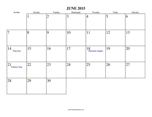 June 2015 Calendar