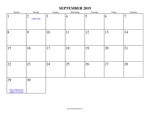 September 2019 Calendar