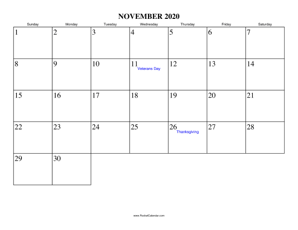 November 2020 Calendar