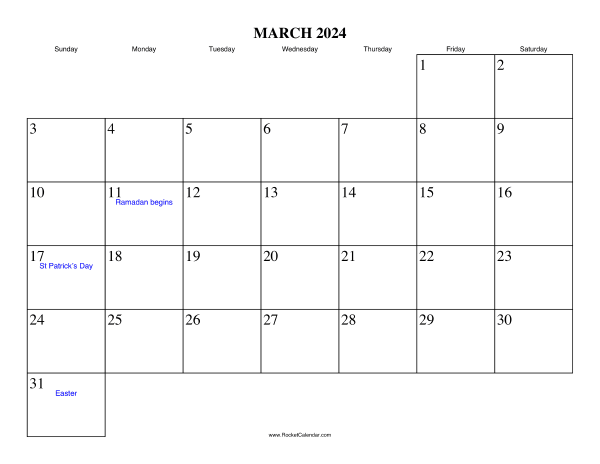 March 2024 Calendar