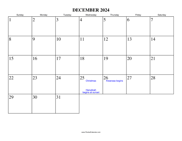 December 2024 Calendar