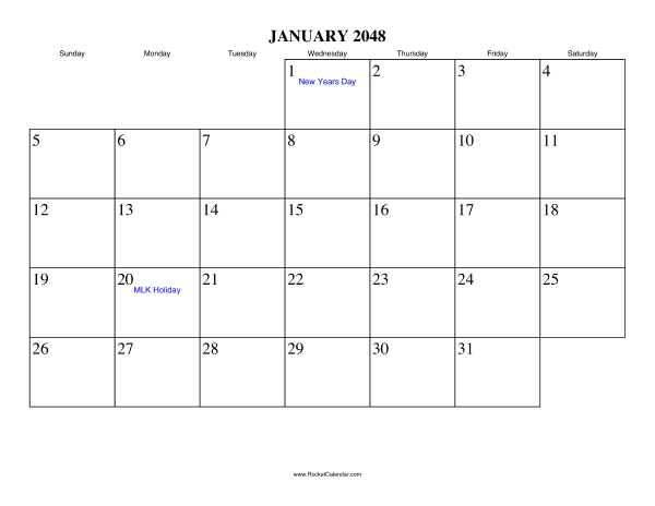 January 2048 Calendar