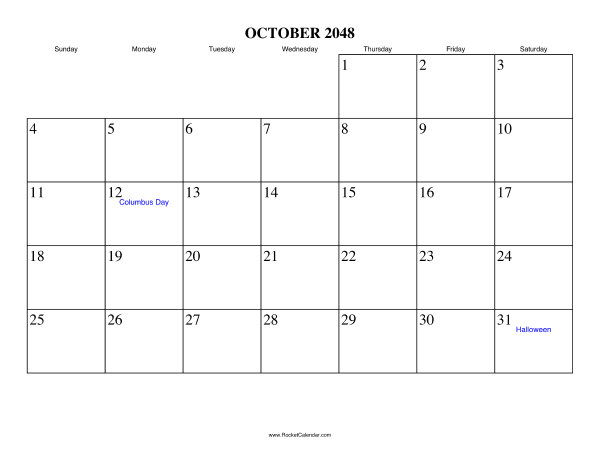 October 2048 Calendar