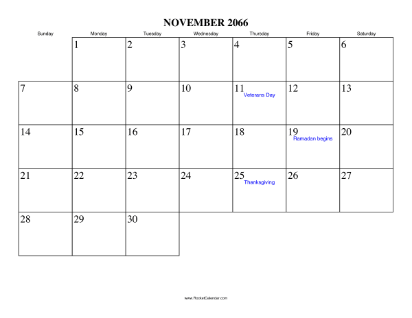 November 2066 Calendar