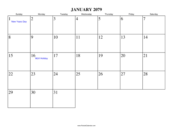 January 2079 Calendar
