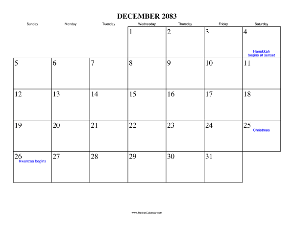December 2083 Calendar