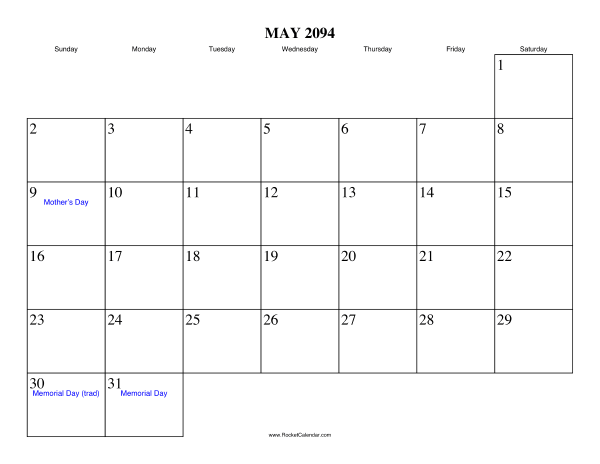 May 2094 Calendar